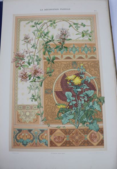 null LEBART (G.). Décoration florale. Paris, Bigot, s.d. (vers 1900). In-folio, en...