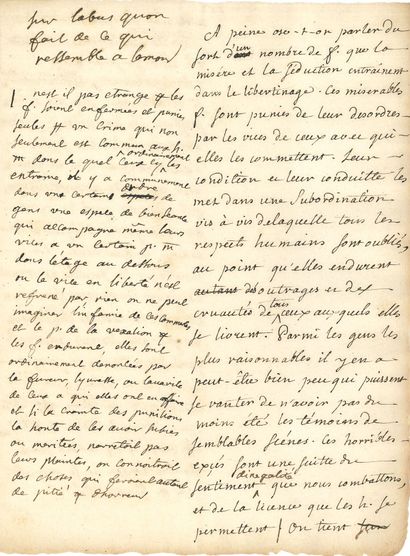 null Jean-Jacques ROUSSEAU (1712-1778). 
MANUSCRIT autographe ; 3 pages et quart...