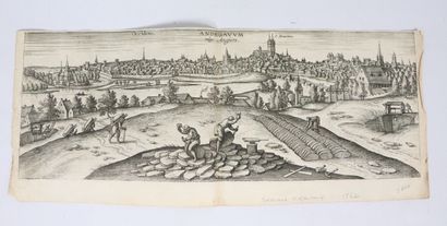 null ATLAS. - HOUFNAGLIUS (Georges). Tours - Poitiers. 1561. 2 vues gravées. - Jointe...