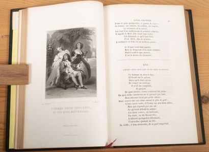 null LA FONTAINE. Fables. Paris, Furne et Cie, 1865. In-8, maroquin vert, encadrement...