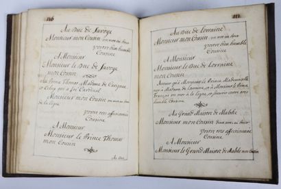null MANUSCRIT. Protocol for the subscriptions of the letters that his Royal Highness...