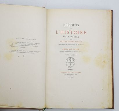 null BOSSUET. Discours sur l'Histoire universelle. Paris, Librairie des
bibliophiles,...