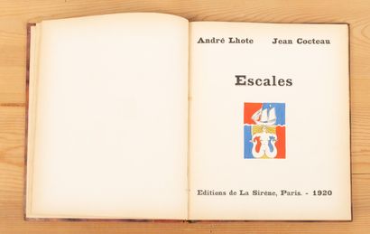 null COCTEAU (Jean). Escales. Paris, La Sirène, 1920. In-4, burgundy half-marble,...