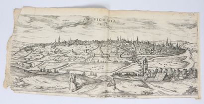 null ATLAS. - HOUFNAGLIUS (Georges). Tours - Poitiers. 1561. 2 engraved views. -...