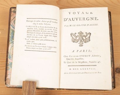 null LE GRAND D'AUSSY. Journey of Auvergne. Paris, Eugène Onfroy, 1788. In-8, marbled...