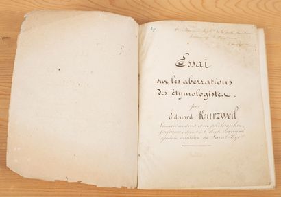 null MANUSCRIT. LANGUAGE. KURZWEIL (Édouard). Essays on the aberrations of etymologists....