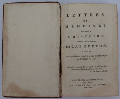 null LETTERS AND MEMOIRS TO SERVE AS A NATURAL, CIVIL AND POLITICAL HISTORY OF CAPE...