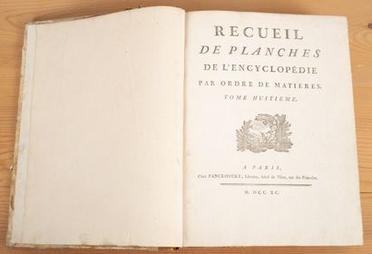 null ENCYCLOPÉDIE. 
Recueil de planche de l'Encyclopédie par ordre de matières. Paris,...