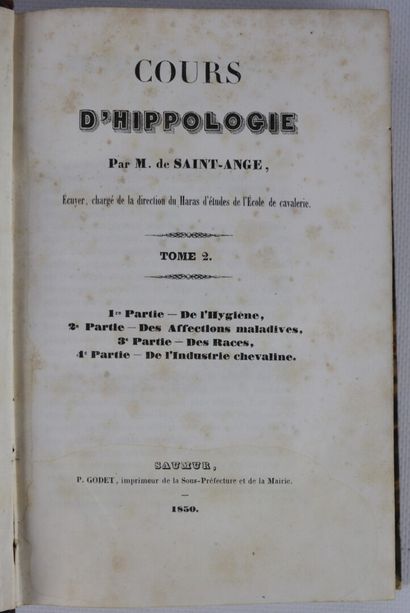 null CHEVAUX. — SAINT-ANGE. Cours d'hippologie... Paris. Leneveu. 1853. 2 volumes...