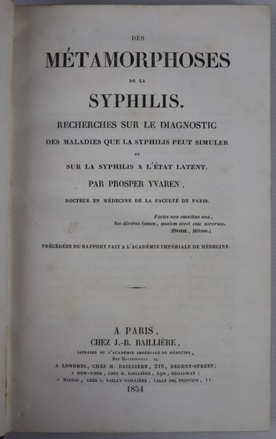 null MEDICINE. - RICHELOT (G.). Treatise on syphilis. Translated from the English...