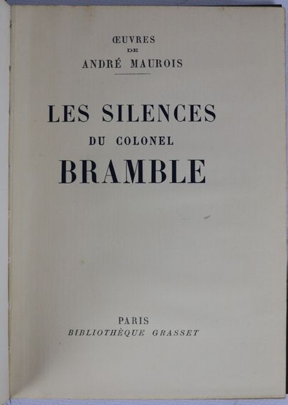 null MAUROIS (André). Les silences du colonel Bramble. Paris, Bernard Grasset, (1921)....