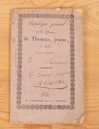 null LIMOUSIN. Catalogue de la librairie Thomas, jeune, à Tulle. Tulle, imprimerie...