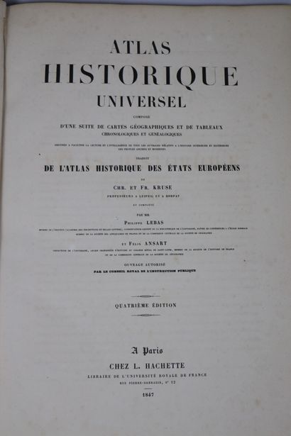null ATLAS. - KRUSE (Chr. and Fr.). Atlas historique universel. Paris, L. Hachette,...