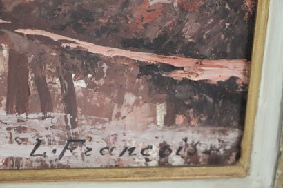 null Léo FRANÇOIS (1870-1938).
Au bois.
Huile sur toile, signée en bas à droite.
Portant...