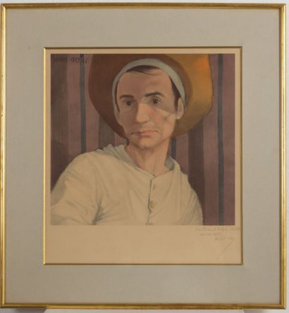 null Michel CIRY (1919-2018). 
Portrait d'homme au chapeau.
Lithographie, signée...