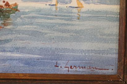 null Louis GERMAN (1863-1946).
Deux marines.
Aquarelles, signées en bas à droite.
H_19...