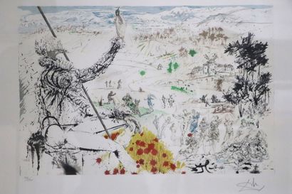 null Salvador DALI (1904-1989).
Don Quixote.
Color lithograph justified 133/300 and...