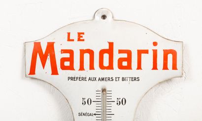 null Thermomètre publicitaire émaillé "Le Mandarin, préféré aux amers et bitters".
H_49,5...