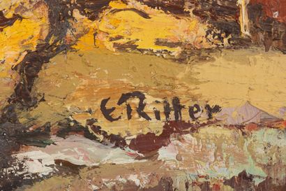 null Etienne RITTER (1934-1994).
Village en Alsace.
Huile sur toile, signée à droite.
H_45,5...