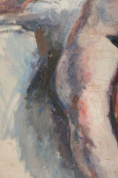 null Simone RAOULT (act.c.1900-1930).
Portrait de nu.
Huile sur panneau d'isorel,...