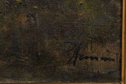 null Paul ARMANDI (né au XIXème siècle).
Paysage lacustre.
Huile sur toile, signée...