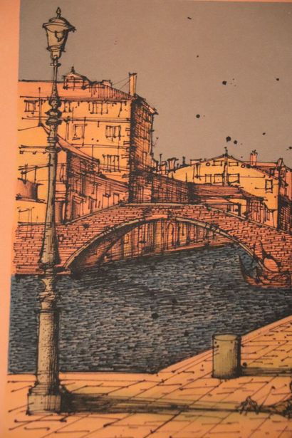 null Jean CARZOU (1907-2000). 
Canal à Venise II. 
Lithographie en couleurs, signée...