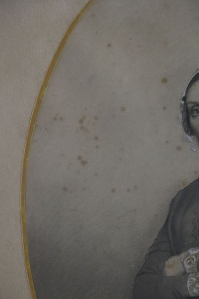 null Pierre Victor GALLAND (1822-1892).
Portrait de femme aux bras croisés. 
Dessin...