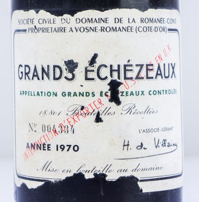 null GRANDS ECHEZEAUX.
DOMAINE DE LA ROMANEE CONTI.
Millésime : 1970.
1 bouteille,...
