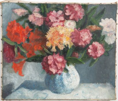 null Maximilian FLORIAN (1901-1982).
Bouquet de fleurs sur un entablement.
Huile...