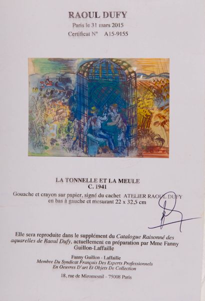 null Raoul DUFY (1877-1953).
La tonnelle et la meule, circa 1941
Gouache, aquarelle...
