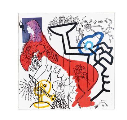 null Keith HARING (1958 - 1990).
Untitled (Apocalypse 4) - 1988.
Sérigraphie en couleur...