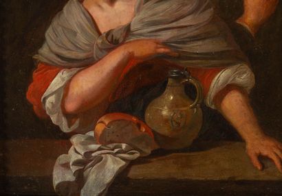 null Jacob TOORENVLIET (Leyde, 1640 - Oegstgeest, 1719).
L'Allégorie du goût.
Panneau...