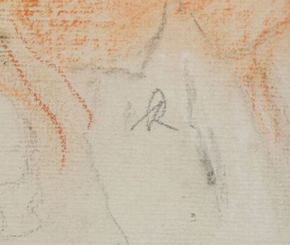 null Pierre Auguste RENOIR (1841-1919).
Têtes de fillettes.
Pastel.
H_ 23 cm L_28...