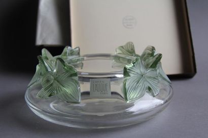 null LALIQUE France
Coupe modèle Lierre en cristal transparent et satiné vert, signée,...