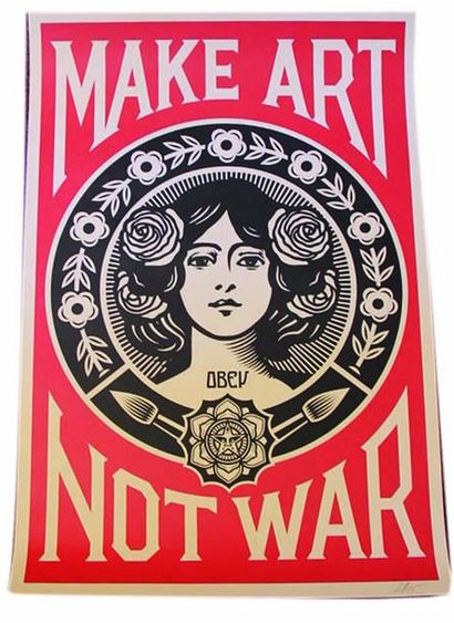 null FAIREY Shepard (1970-)
Make art not war, 2018
Sérigraphie sur papier signée...