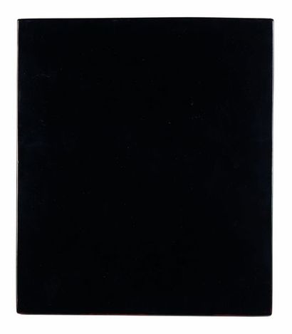 null Katsu HAMANAKA (1895-1982)
	Deux panneaux carrés en bois laqué, l’un noir et...