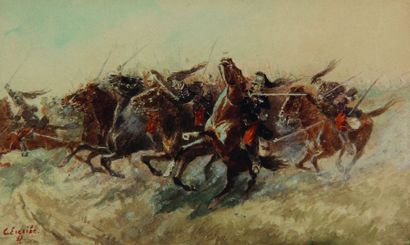 null Charles ESCRIBE (XIX-XX)
Scène de la guerre de 1870 : La charge des cuirassiers...