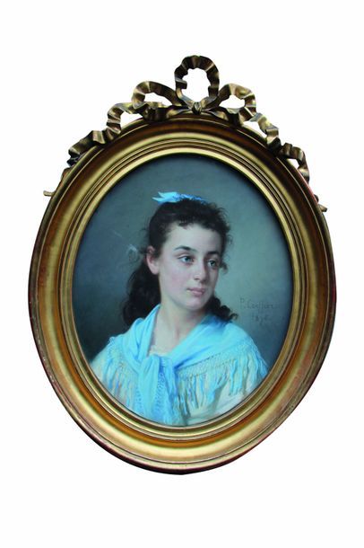 null Marie Pauline COEFFIER (1814-1900)
Jeune fille au ruban bleu
Pastel oval.
Signé...