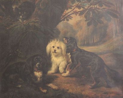 null François Gabriel LEPAULLE (1804-1886)
Trois chiens
Huile sur toile signée en...