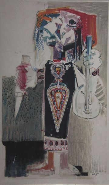 null Bernard LORJOU (1908-1986)
Le musicien
Lithographie en couleurs, signée sur...