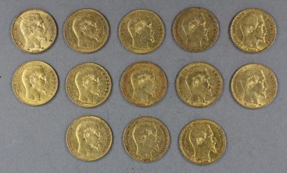 null *Treize pièces de 20 FF en or