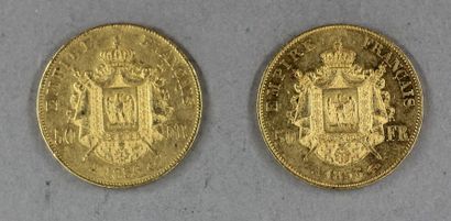 null *Deux pièces de 50 FF en or A 1856