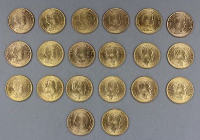 null *Vingt pièces de 10 florins en or
