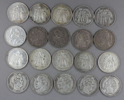 null Vingt pièces de 5 FF Hercule, Cérès, Louis Philippe, N III en argent