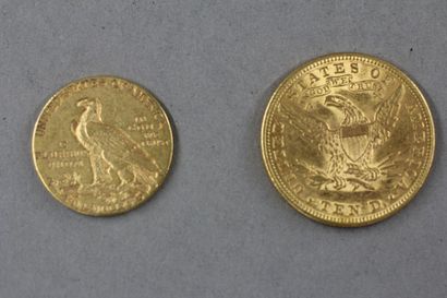 null *Une pièce de 10 Dollars en or 1898 et une pièce de 5 Dollars en or 1909