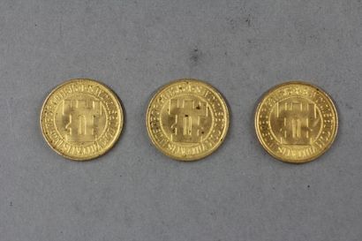 null *Trois pièces de 20 F Luxembourgeois en or Grande Duchesse Charlotte 1963