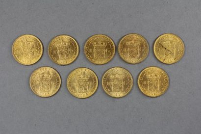 null *Neuf pièces de 10 florins en or