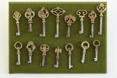 null Collection de 15 clés à beaux anneaux en bronze ou laiton des 18ème et 19ème...