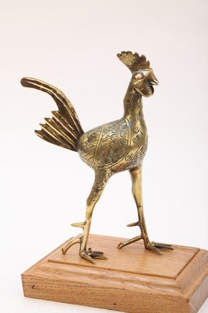null Coq exceptionnel en bronze, laiton et cuivre - 1914 - 1918 : cette pièce en...
