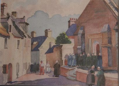 null Ecole française XIXème s.
Village breton
Aquarelle
17 x 22,5 cm.